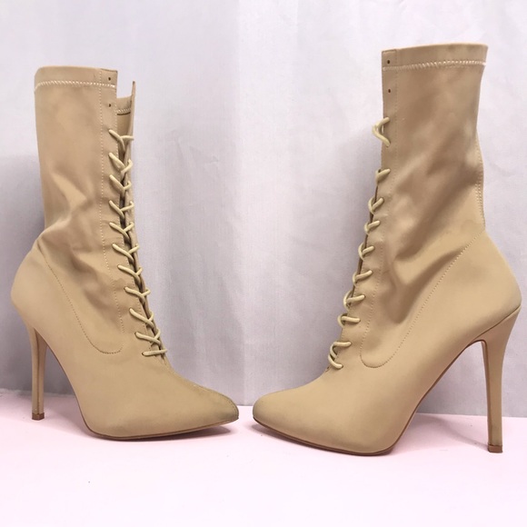 Lace Up Stretch Sock Boots - Picture 2 of 5